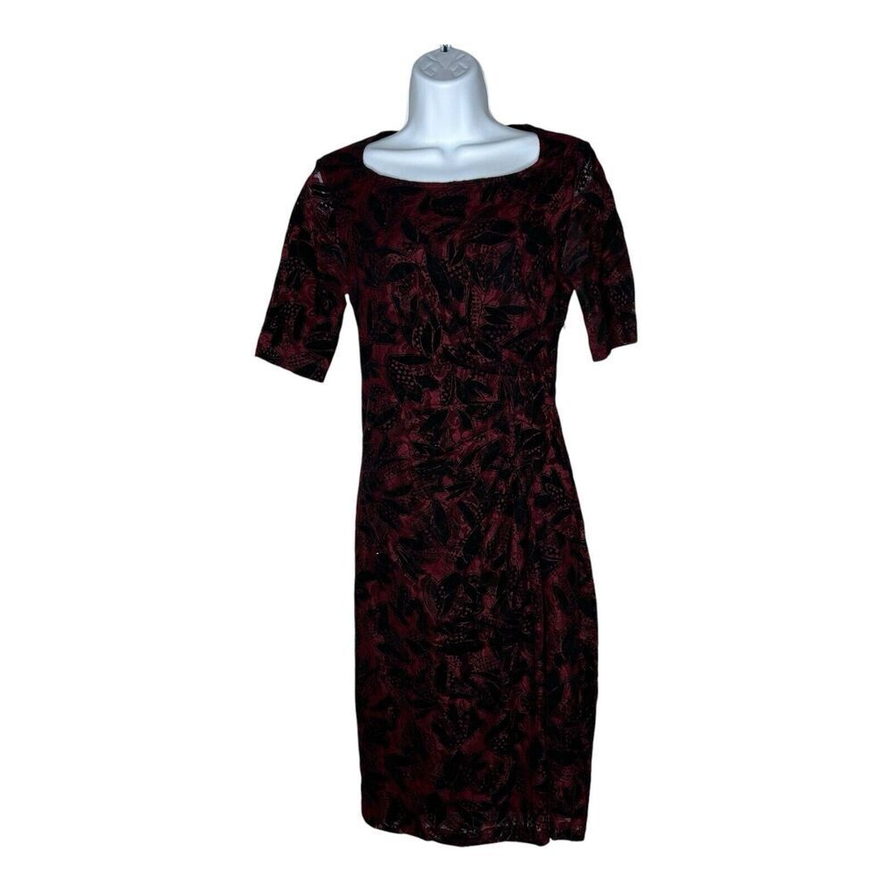 Maeve Anthropologie Dress Womens 2 Black Red Velvet Lace Ruched Whimsigoth Fairy